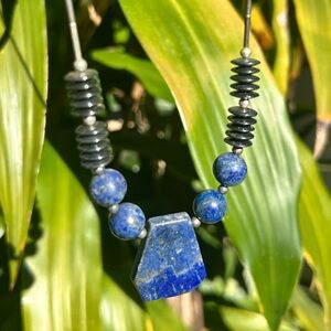 Handmade lapis lazuli stone necklace